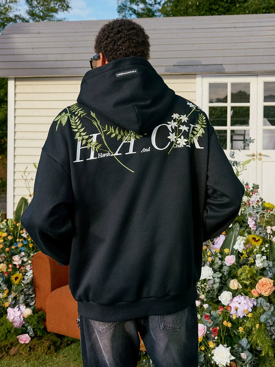Harsh and Cruel Floral Garland Embroidered HACR Hoodie