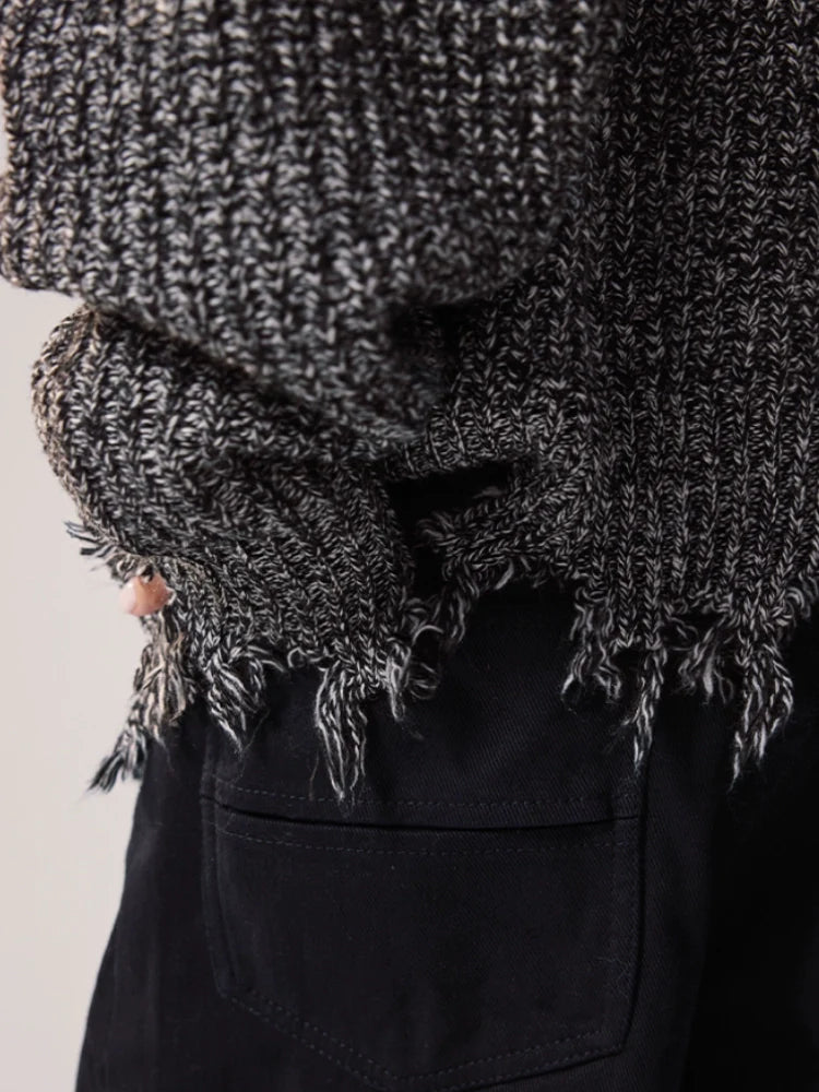 Remedy Distressed Hooded Zipper Knit Cardigan