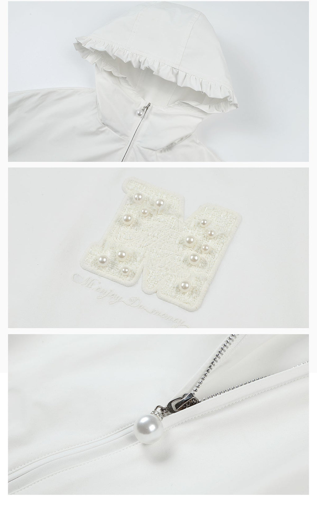 MEDM Pearl Logo Lace Hooded Zip Jacket