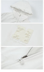 MEDM Pearl Logo Lace Hooded Zip Jacket