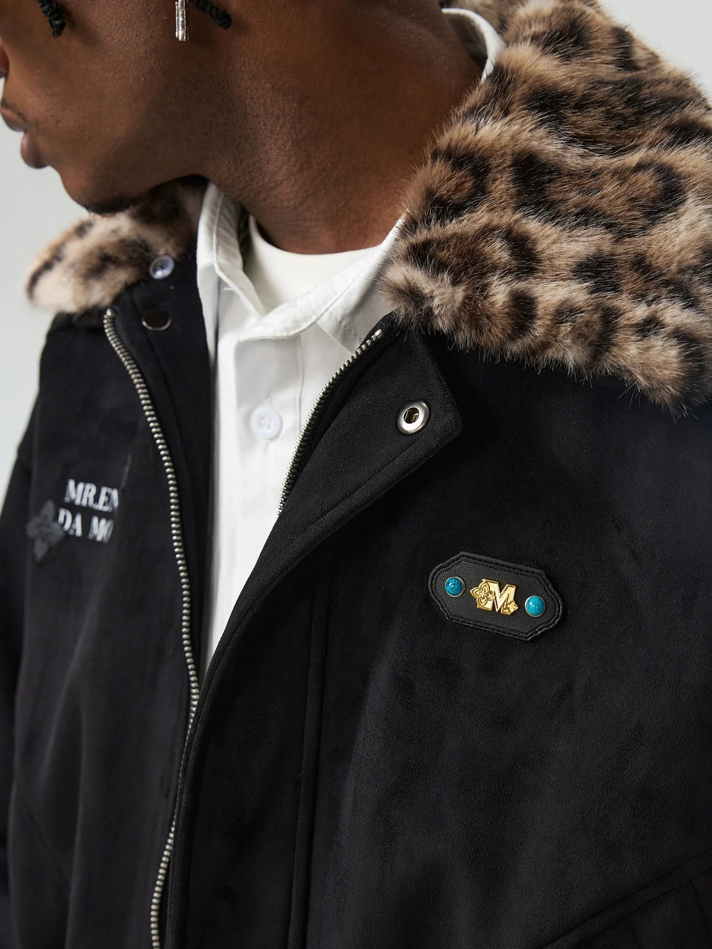 MEDM Detachable Collar Suede Jacket