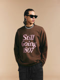 1807 Blurred Logo Print Distressed Long Sleeve Tee
