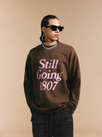 1807 Blurred Logo Print Distressed Long Sleeve Tee