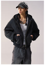 Remedy Embroidered Washed Hooded Bomber Jacket