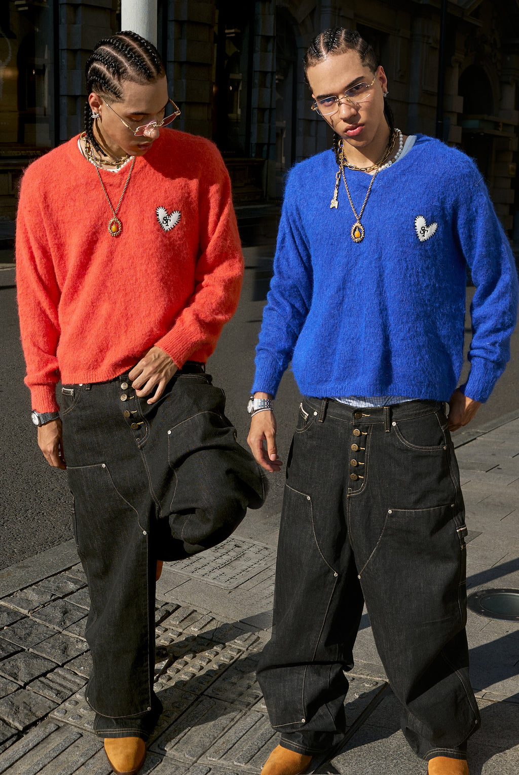 STEEPC Wool Blend Heart Patch Knit Sweater