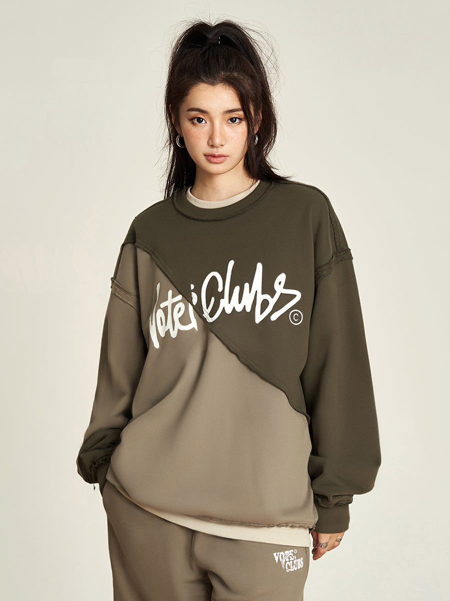 VOTE Spliced Raw Edge Sweatshirt