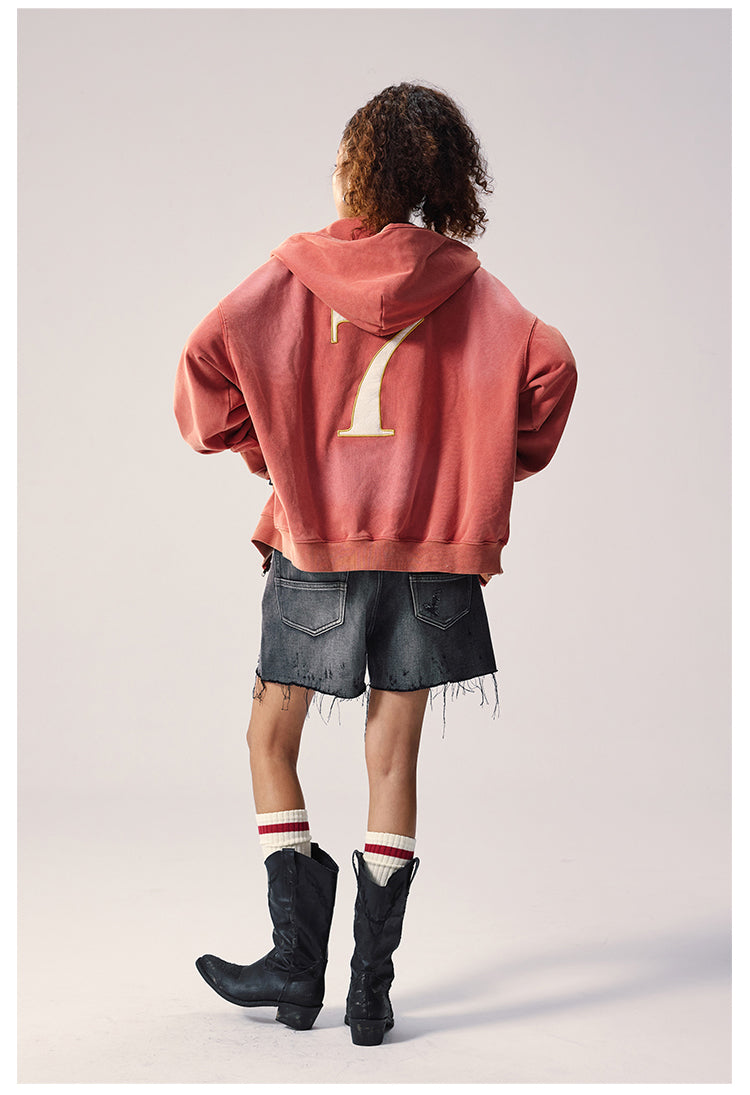 Remedy Washed Patch Embroidered Zip Up Hoodie