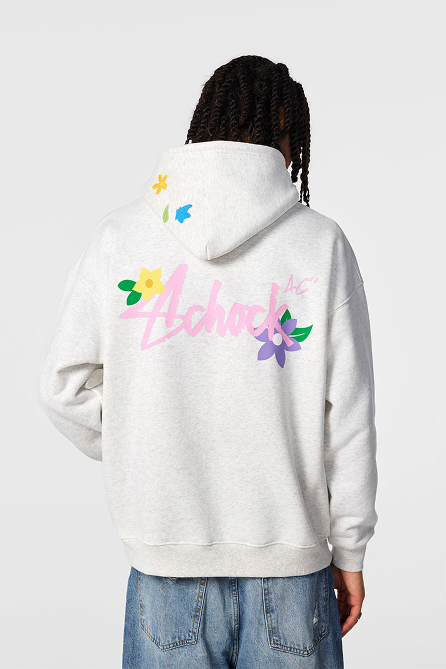 Achock Floral Embroidery Logo Printed Hoodie