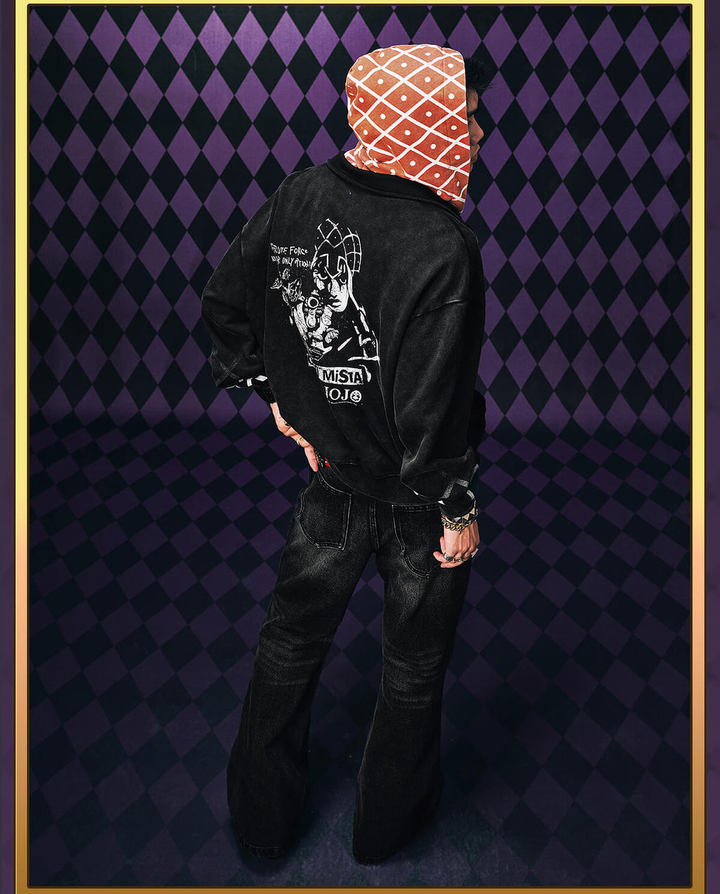 MEDM × JOJO Plaid Hooded Washed Zip Up Hoodie