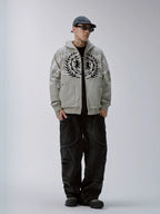 F2CE Embroidered Printed Zip Up Hoodie