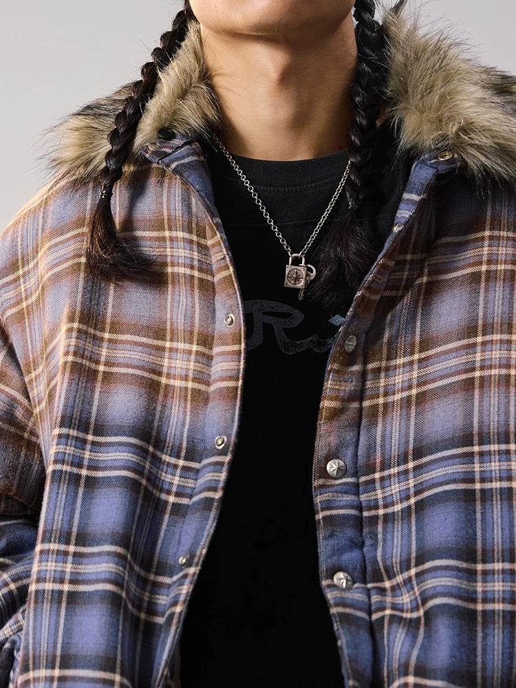 Remedy Gradient Plaid Quilted Lined Shirt Jacket