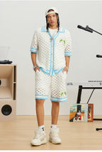 Small Town Kid Crochet-Knit Hawaiian Shirt Set