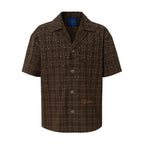 YADcrew Galaxy Rhinestone Plaid Short Sleeve Shirt