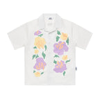 EMPTY REFERENCE Hand Painted Floral Print Short Sleeve Shirt