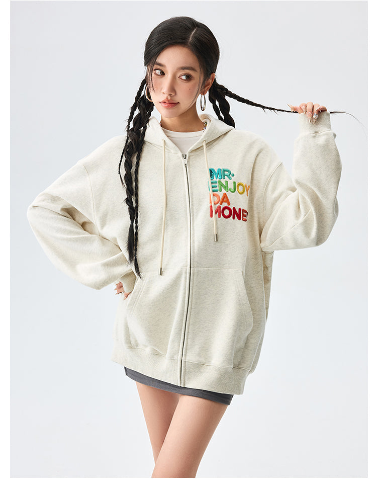 MEDM Rainbow Letter Zip Up Hoodie