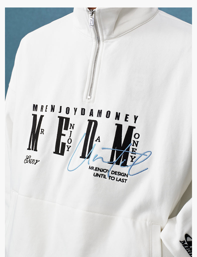 MEDM Half-Zip Logo Embroidered Sweatshirt