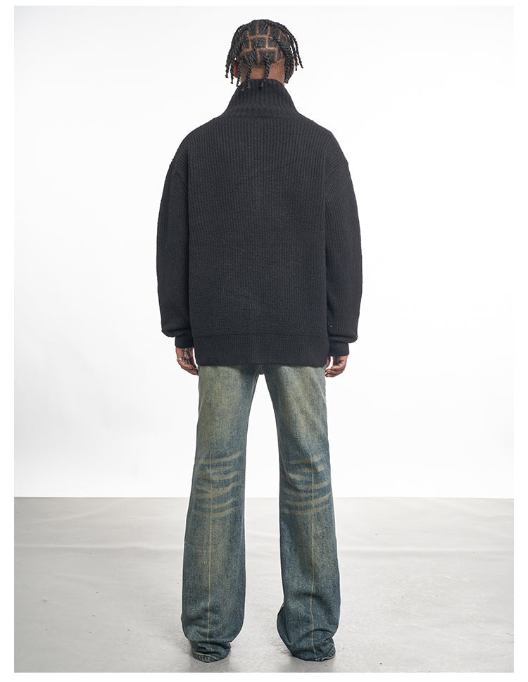 F3F Select High Neck Collar Button Knit Cardigan