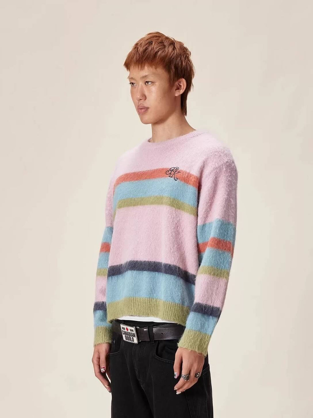 EVILKNIGHT(EK) Rainbow Striped Knit Sweater