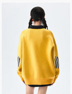 MEDM Patchwork Striped Elbow Knit Sweater
