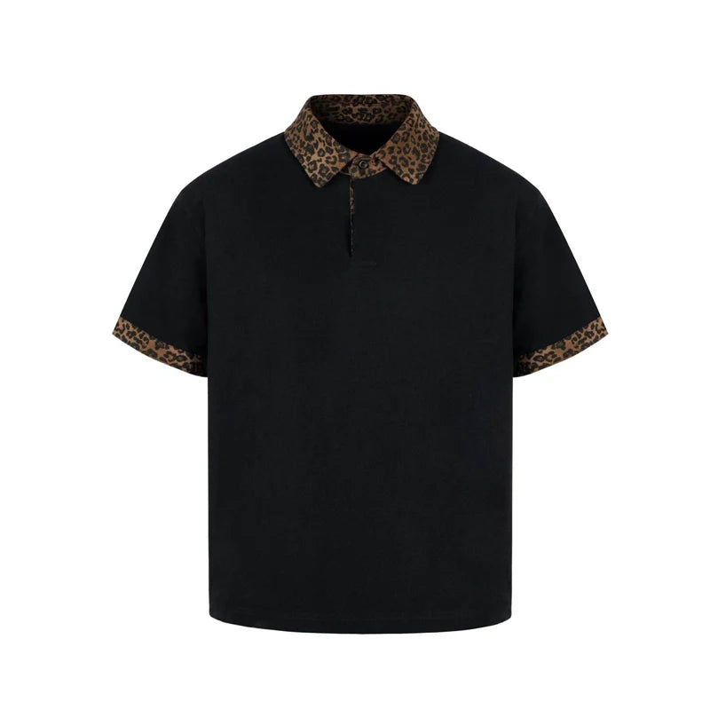 ANTIDOTE Leopard Patchwork Polo