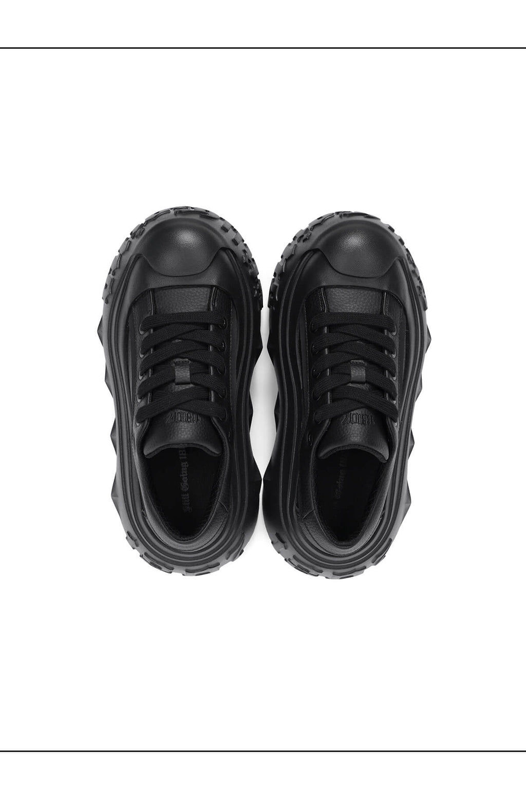 1807 INF-008 Gothic Lace Up PU Leather Chunky Sneakers