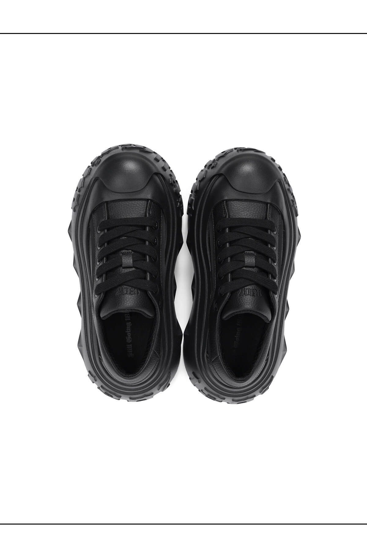 1807 INF-008 Gothic Lace Up PU Leather Chunky Sneakers