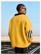 MEDM Patchwork Striped Elbow Knit Sweater