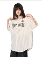 AFGK Striped Logo Print Short Sleeve Shirt