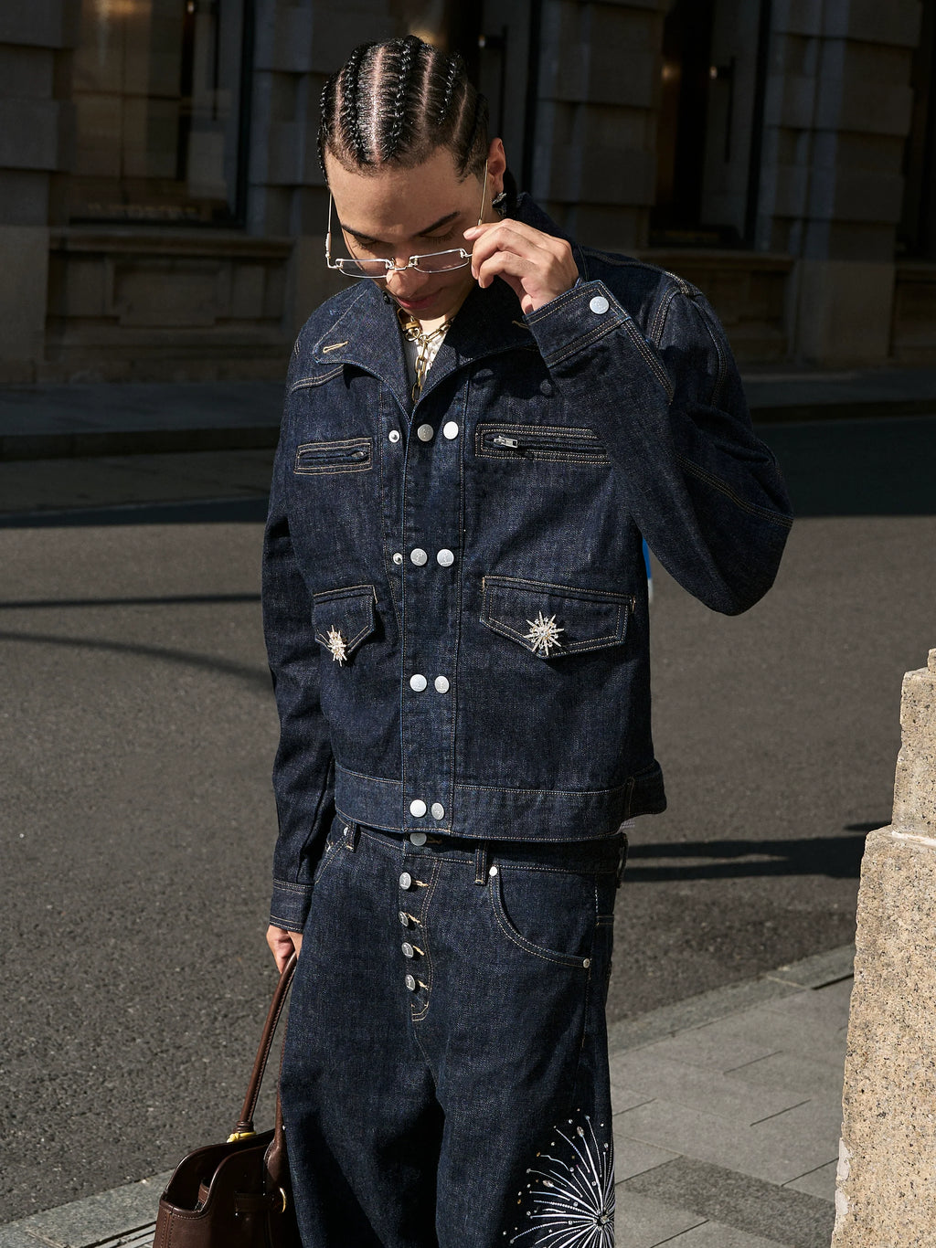 STEEPC Double Breasted Denim Jacket