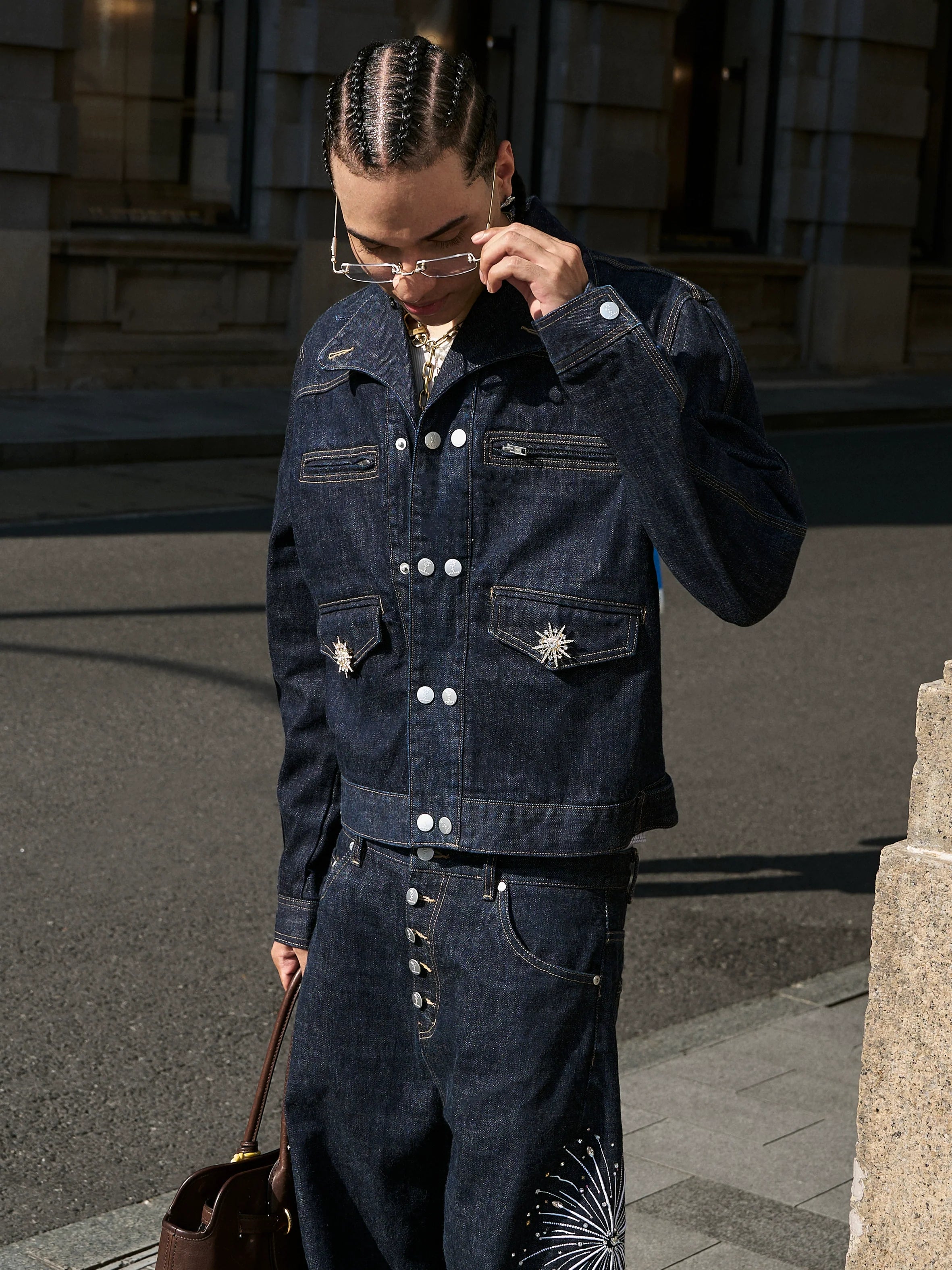 STEEPC Double Breasted Denim Jacket