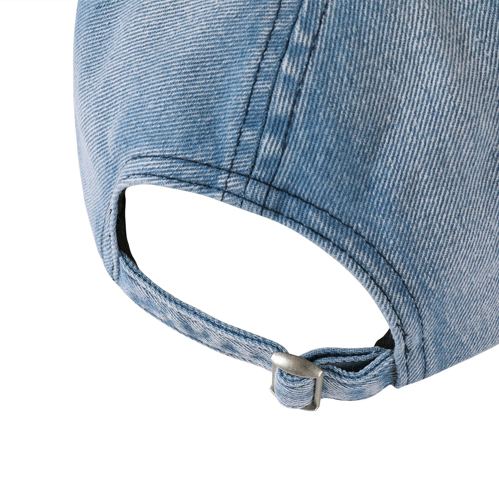 NOVACAM Washed Denim Nov Is Life Logo Embroidered Dad Hat