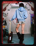 MEDM x EVA NEVER END Character Print Detachable Velcro Patch Zip Up Hoodie
