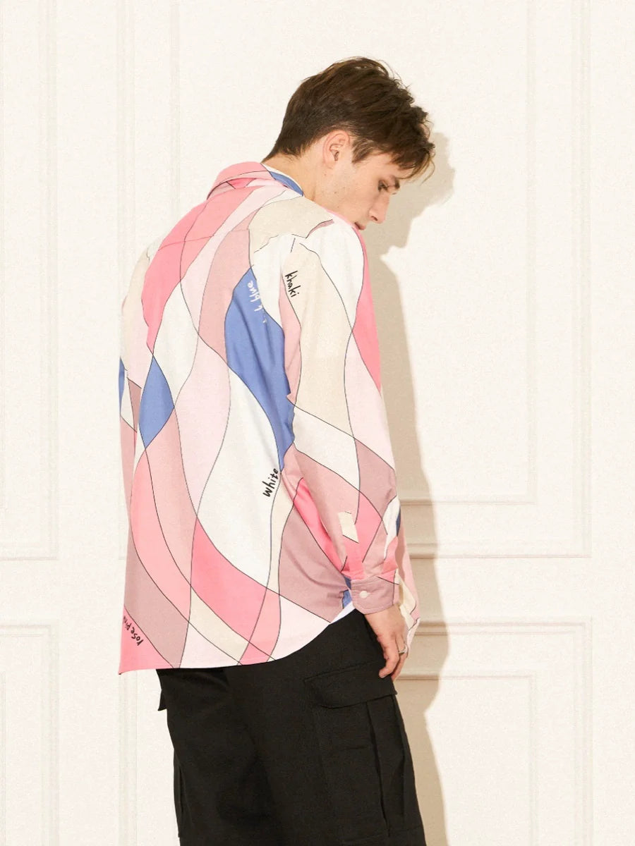EMPTY REFERENCE Wave Multi Color Block Long Sleeve Shirt
