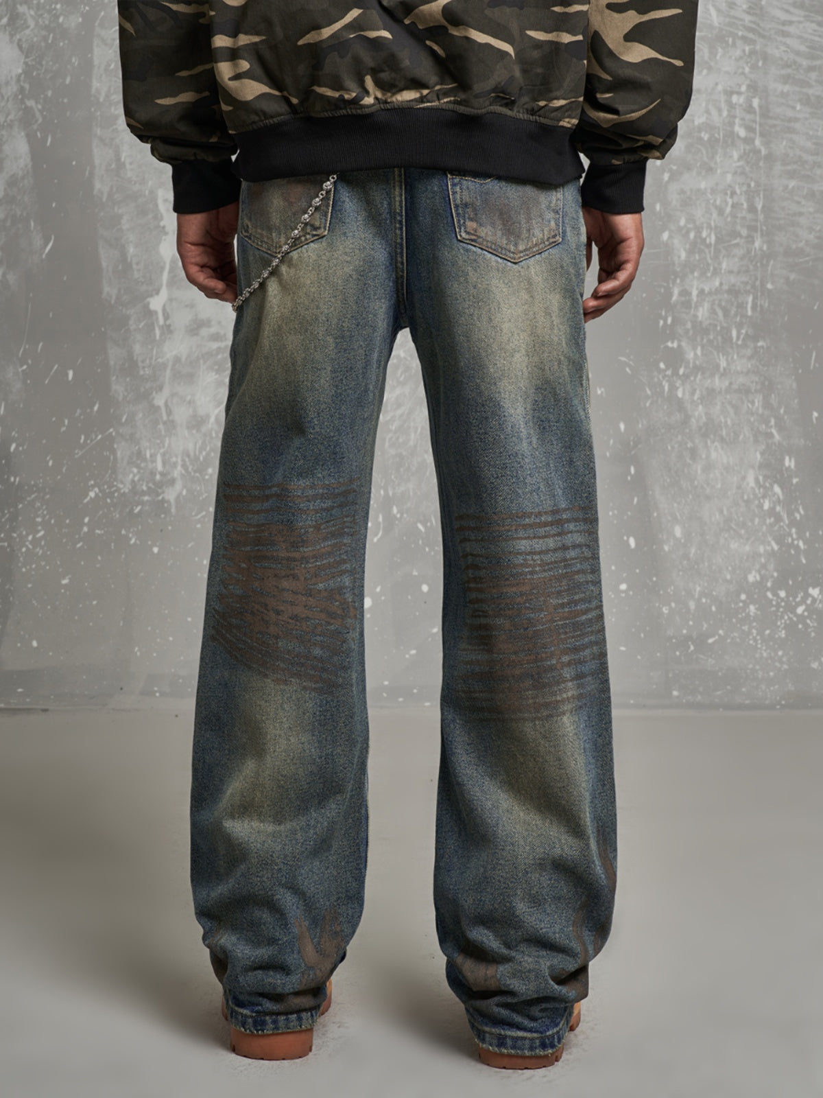 F3F Select Dirty Dyed Whiskering Print Design Jeans