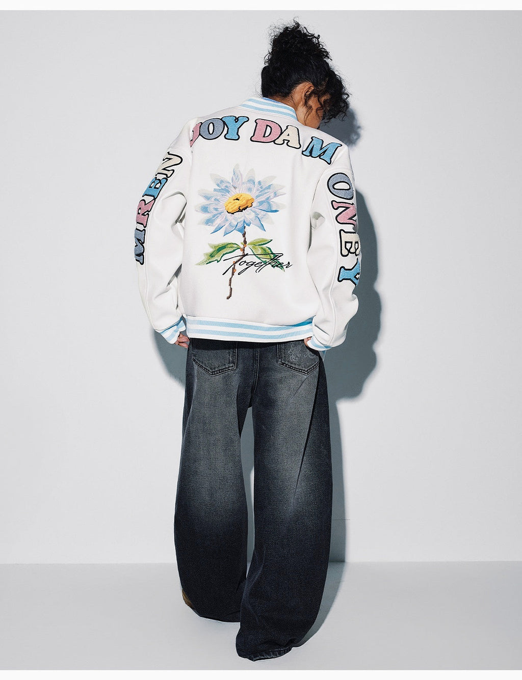 MEDM Daisy Floral Varsity Jacket