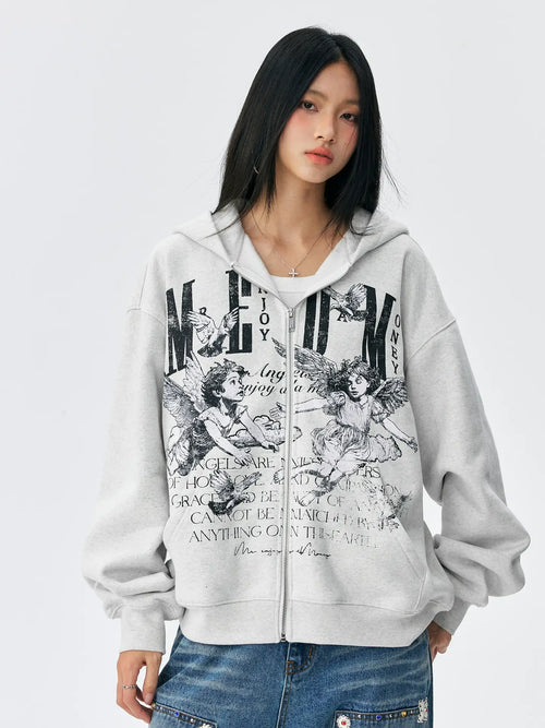 MEDM Angel Patch Zip Up Hoodie