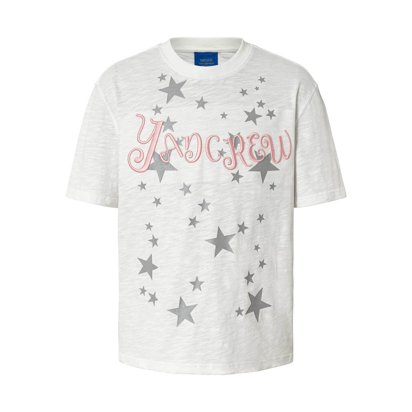 YADcrew Star Print 3D Logo Embroidered Tee