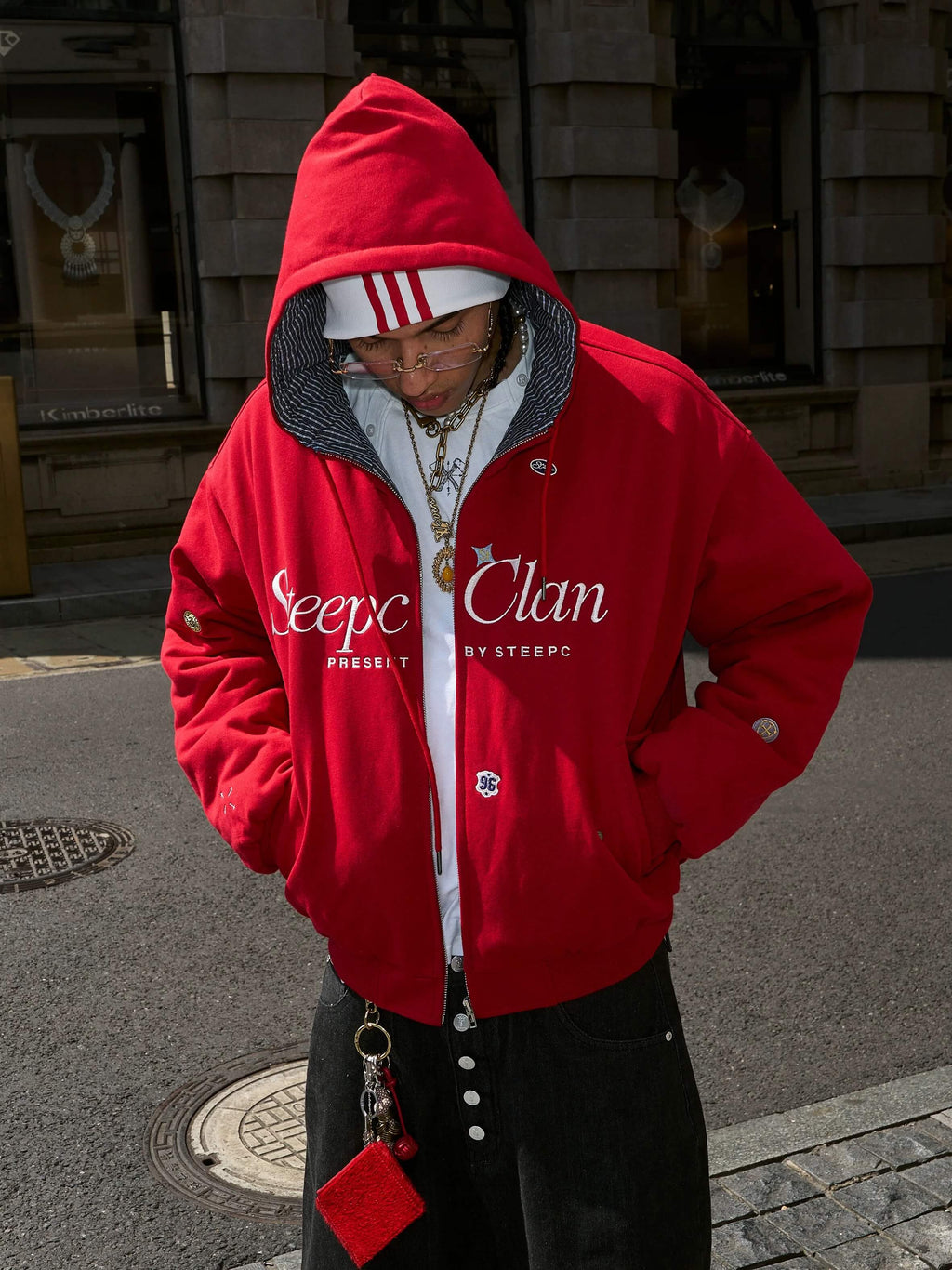 STEEPC Plaid Lined Red Hooded Jacket