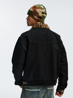MEDM Leopard Collar Belted Work Jacket