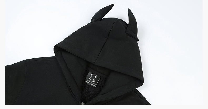MEDM Angel & Devil Horns Zip-Up Hoodie