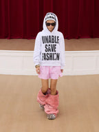 KARMANISTIC Rhinestone Embellished Slogan Print Hoodie