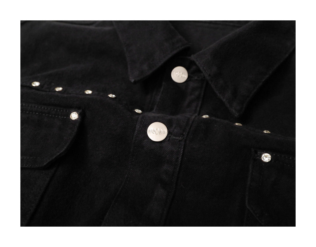 KARMANISTIC Diamond Studded Short Denim Jacket