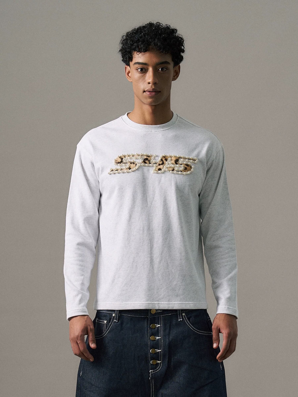 S45 Leopard Patch Pearl Logo Long Sleeve Tee