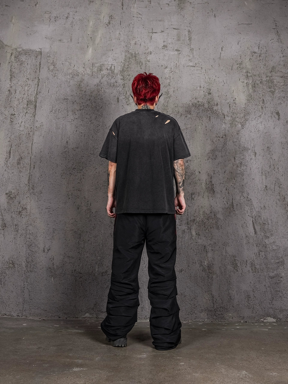 UNDERWATER Handmade Cut Distressed Dust Black Tee