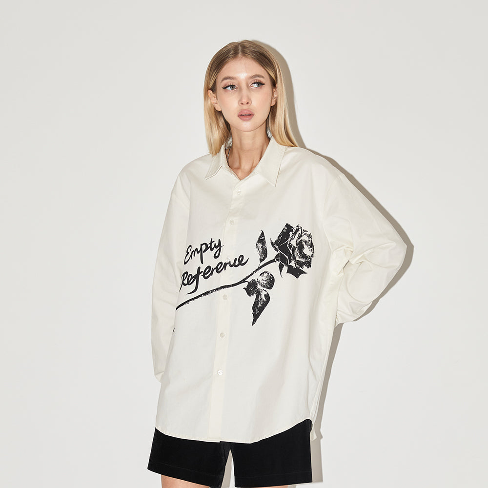 EMPTY REFERENCE Night Rose Print Long Sleeved Shirt