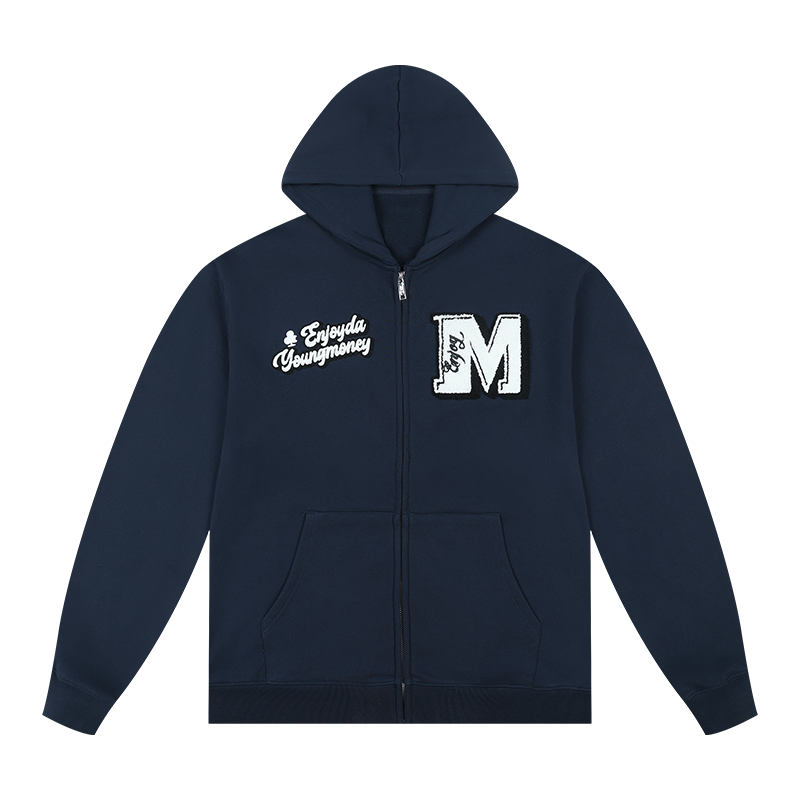 MEDM Towel Applique Embroidery Zip-Up Hoodie