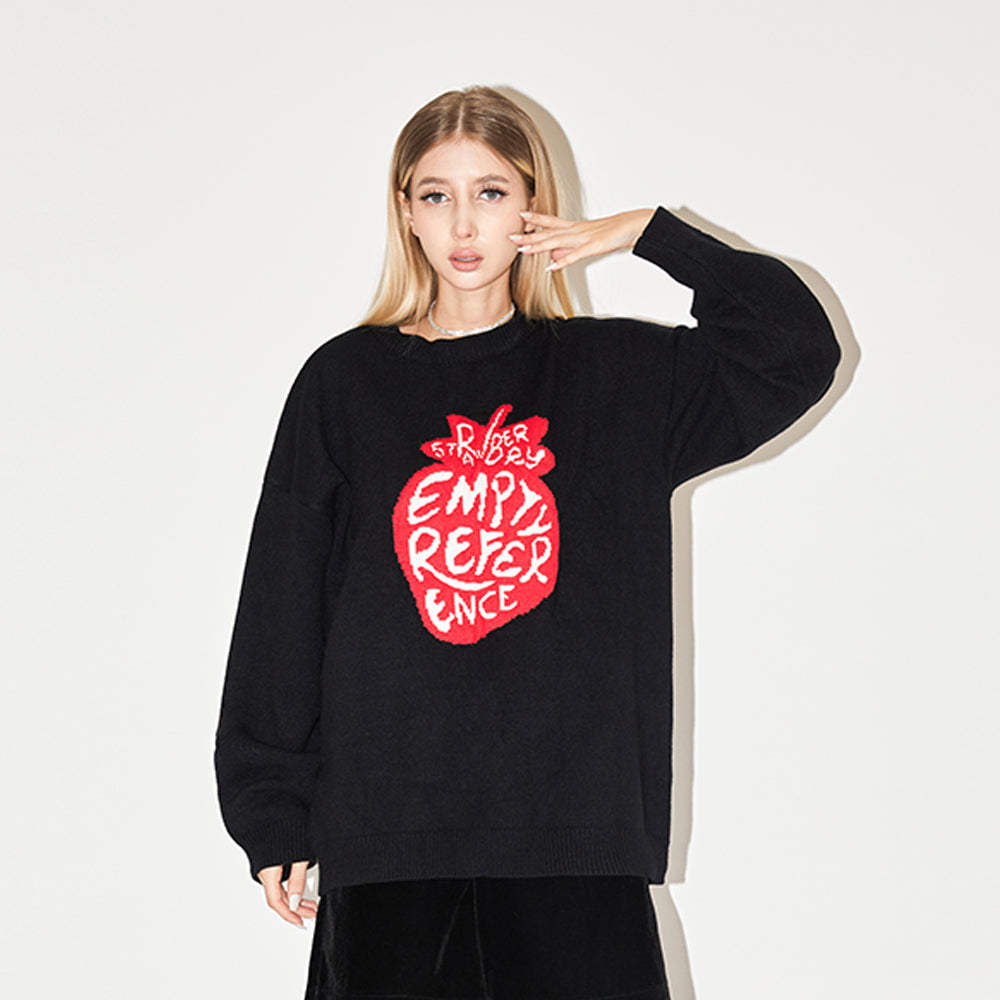 EMPTY REFERENCE I Love Strawberry Jacquard Knit Sweater