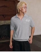 MEDM Rose Embroidered Waffle Knit Polo