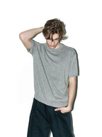 LIBERAFIT Cotton Knit Ribbed Trim Short Sleeve Tee