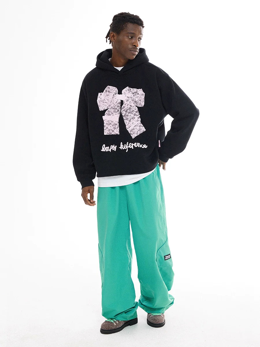 EMPTY REFERENCE Lace Bow Printed Hoodie